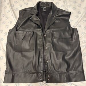 Forever 21 Black Leather Vest for Men